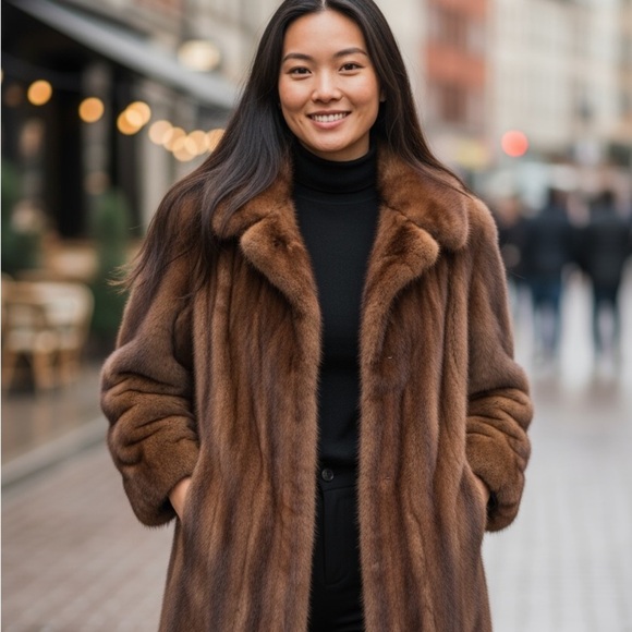 Manzari Brown mink coat - Picture 1 of 15